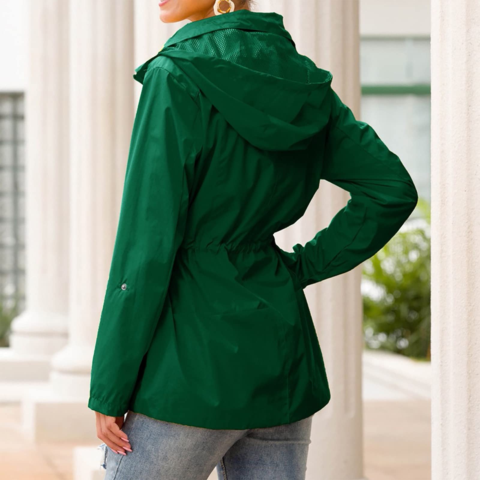 Regenjacke Damen Leicht Wasserdicht Regenmantel Mit Reissverschluss Kapuzenjacke Elegant Sweatjacke Atmungsaktiv Sportjacke Dünn Jacke Reisen Outdoorjacke Sport Übergangsjacke Frauen Einfarbig