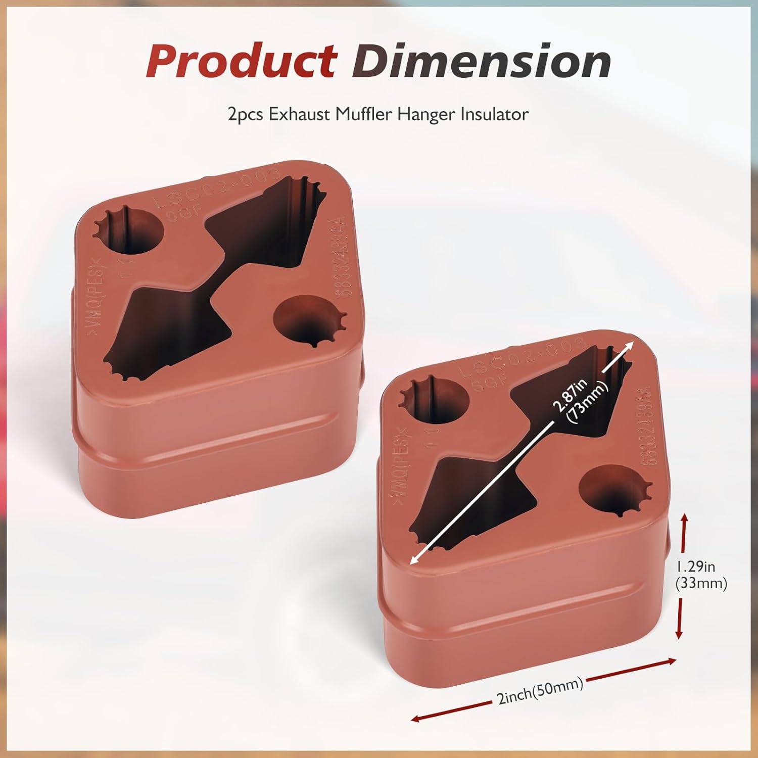 2pcs 68332439AA Rubber Exhaust Muffler Insulator Hanger Isolator Compatible with RAM 1500 3.0L/3.6L/5.7L/6.2L 4WD 2019-2025, Fit for 68268197AA Bracket