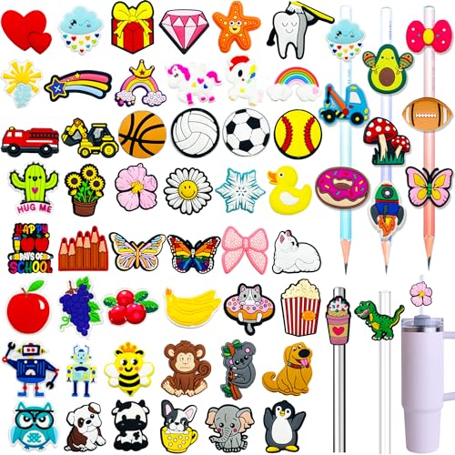 Kinearcharms 60 piezas de clips para lápices diferentes miniatura 1
