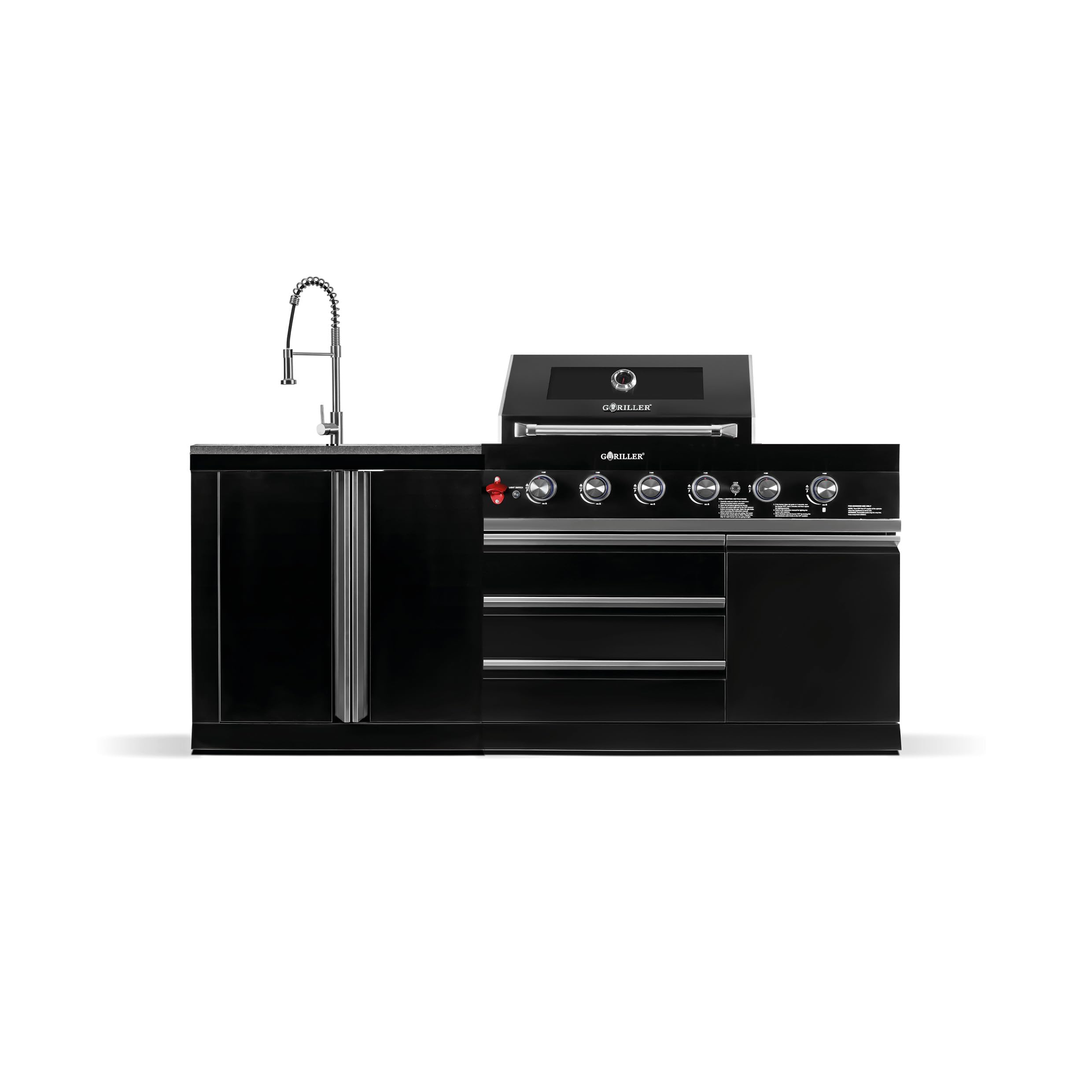Goriller® Fusion Tight - Cucina all'aperto - in acciaio inox (200x58x90cm) - preassemblato