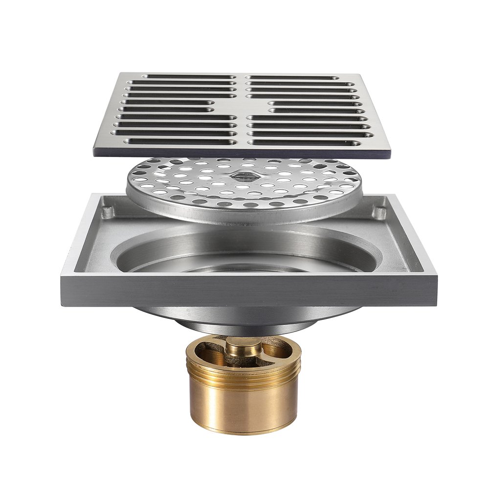 Drain de douche en laiton carré pour sol de cuisine et bain