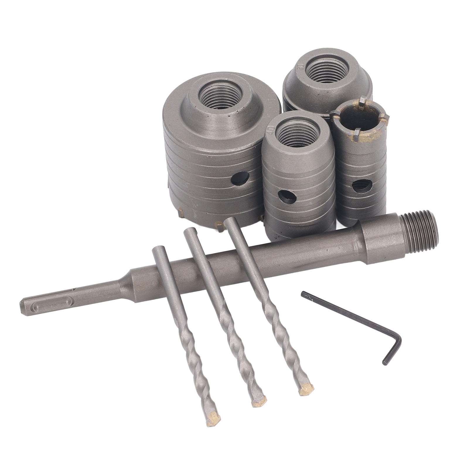 Set di seghe a tazza, taglierina per fori in metallo duro Resistenza all'usura Rapida rimozione dei trucioli 30 mm 40 mm 50 mm 65 mm buona compatibilità per cemento muro di mattoni