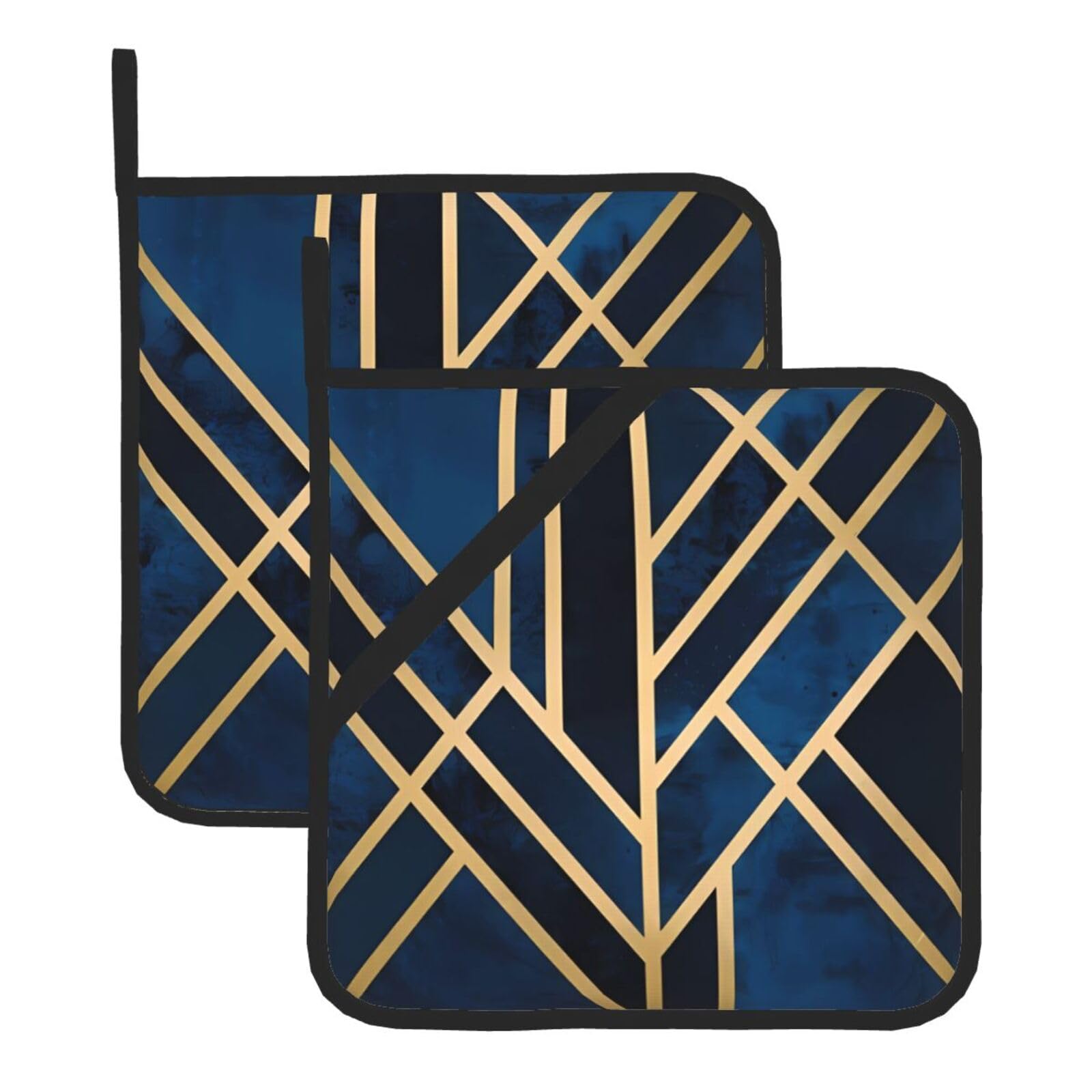 HJFCZH Abstract Geometric striped Prints Square Hot Pads for Kitchen Counter - Waterproof Pot Holders, Durable Heat Resistant Throw Layers for Serving, Oven & BBQ - 2 Pack