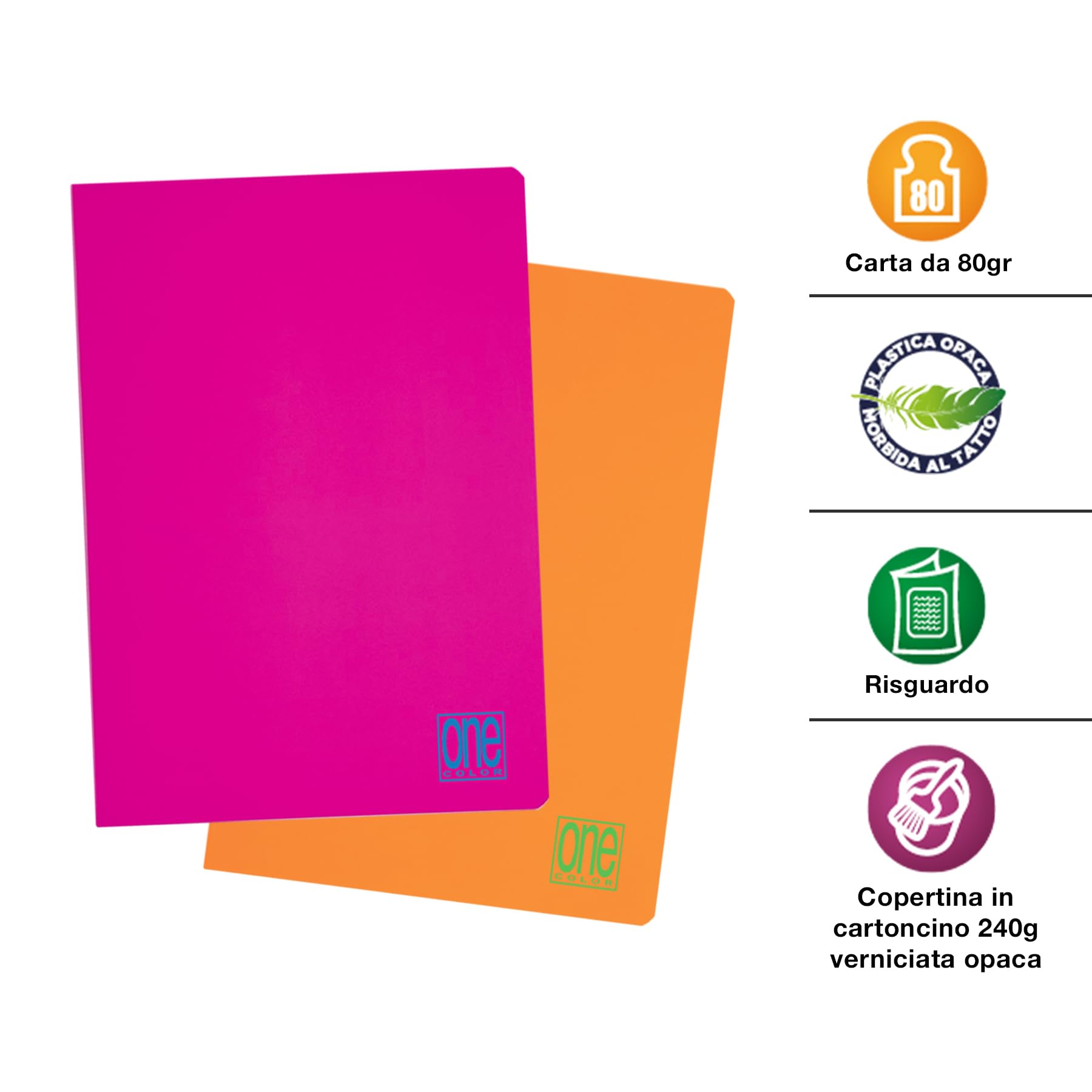 Blasetti One Color FLUO Quaderno A4 Maxi 10 Pezzi Carta 80gr Rigatura 5M Quadretti 5mm