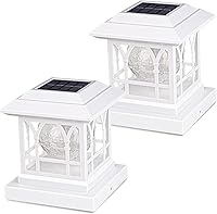 Vista 1 de Luces solares blancas para postes de valla para exteriores, para postes de 3.5 x 3.5, 4 x 4, 4.5 x 4.5, 5 x 5, luces solares RGB y blanco cálido