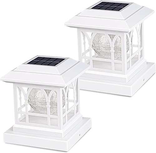 Luces solares blancas para postes de valla para exteriores, para postes de 3.5 x 3.5, 4 x 4, 4.5 x 4.5, 5 x 5, luces solares RGB y blanco cálido,
