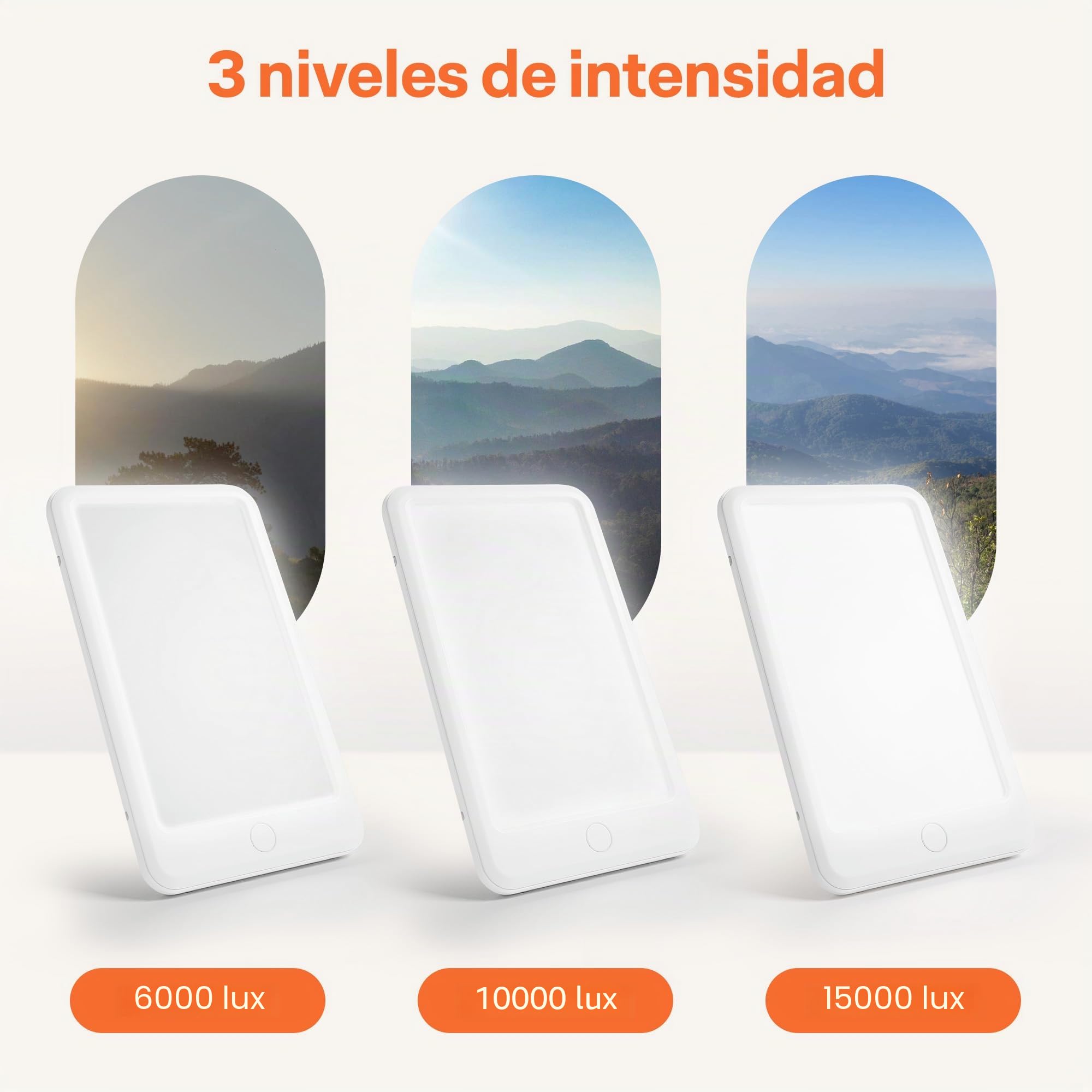 Top Life Lámpara de Luminoterapia 15,000 lux – Potente Luz para Mejorar el Estado de Ánimo - Espectro Completo, Ajustable con 3 Intensidades (6000, 10000, 15000)