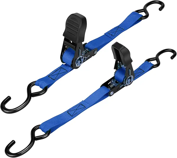 PAULINN Boat Trailer Tie-Downs Straps 1 Inch x 4 FT, 2400 LBS Heavy Duty Adjustable Transom Tie Down Straps Ratchet w/Quick Release Buckle & Anti-Scratch Hooks, for Trailer Marine Jet Ski Pontoon