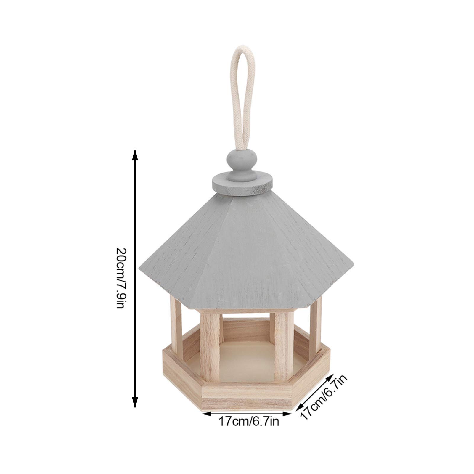 Comedero para pájaros de Madera, Comedero para Pájaros para Exteriores Comederos para Pájaros Colgantes de Madera Adornos de Nidos de Pájaros Comedero Colgante para Pájaros con Cuerda