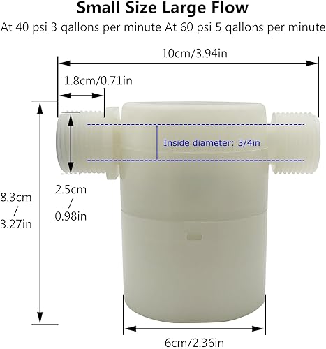 Miniatura 31 de Válvula de flotador de agua, control de nivel de agua, tanque de agua, válvula de flotador tradicional, 2 piezas (1/2 pulgada, entrada lateral)