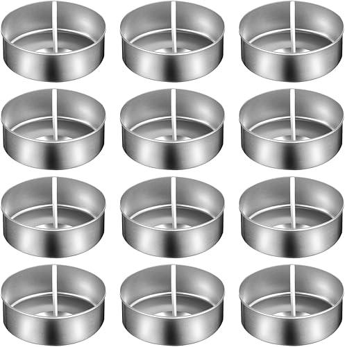 Miniatura 2 de EXCEART Paquete de 100 portavelas de metal de aluminio vacías con mechas para hacer velas, suministros para manualidades, moldes de cera