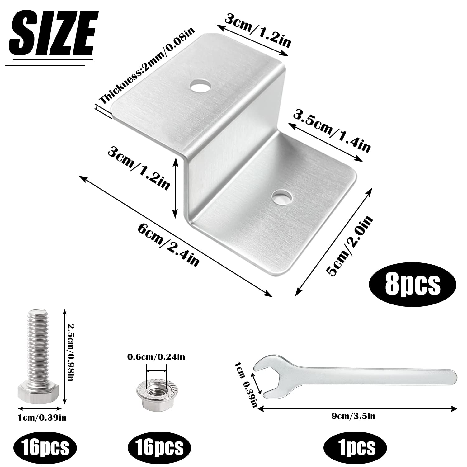 Lot 8 Supports Z Aluminium Pour Panneau Solaire – Montage Camping-Car Bateau Toit Plat