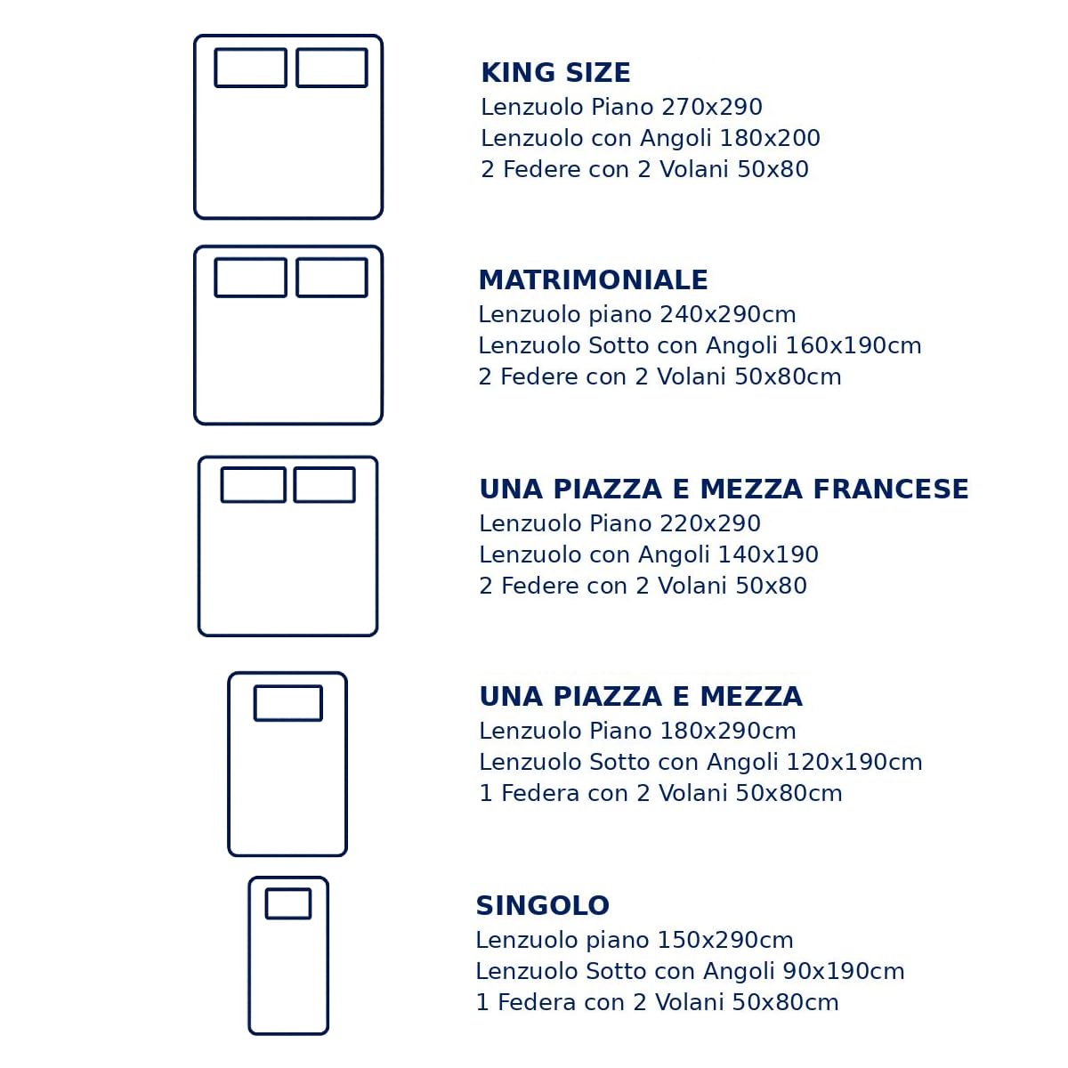 VANITA' DI RASO Completo letto Lenzuola di Raso Matrimoniale, Made in Italy, Lenzuolo piano 240x290cm + Lenzuolo Sotto con Angoli 160x190cm + 2 Federe a 2 Volani 50x80cm - Blu