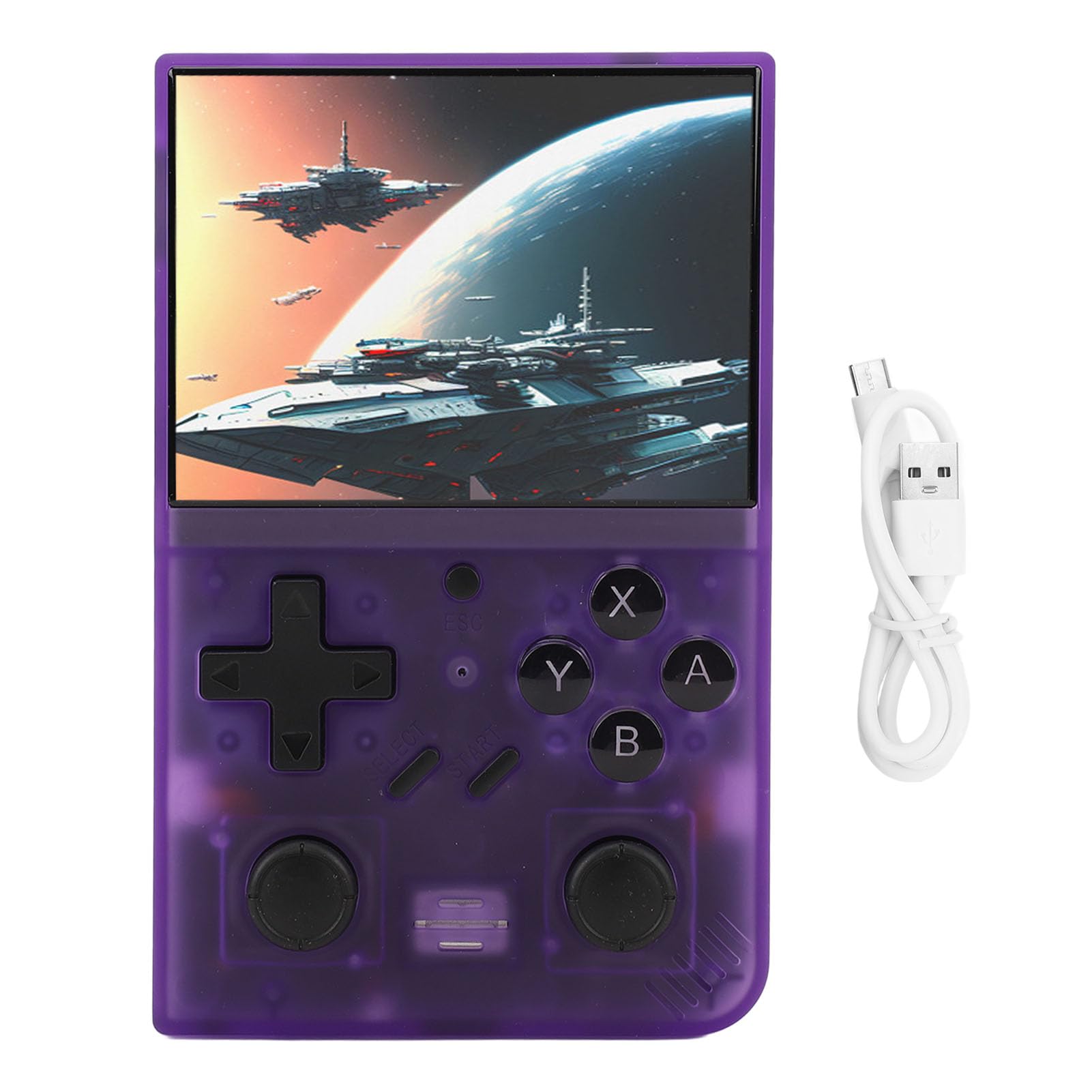 Przenośna Retro Ręczna Konsola do Gry, 640x480 3,5 Cala IPS Screen Odporna na Wideo Konsola do Gry 3000 MAh dla Wnętrza (fioletowy)