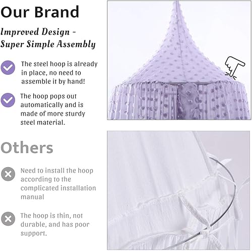 Miniatura 2 de Toldo de cama para niños para niñas, toldo de cuna morado para princesa, toldo colgante para niños, toldo para niñas pequeñas, red para cama para