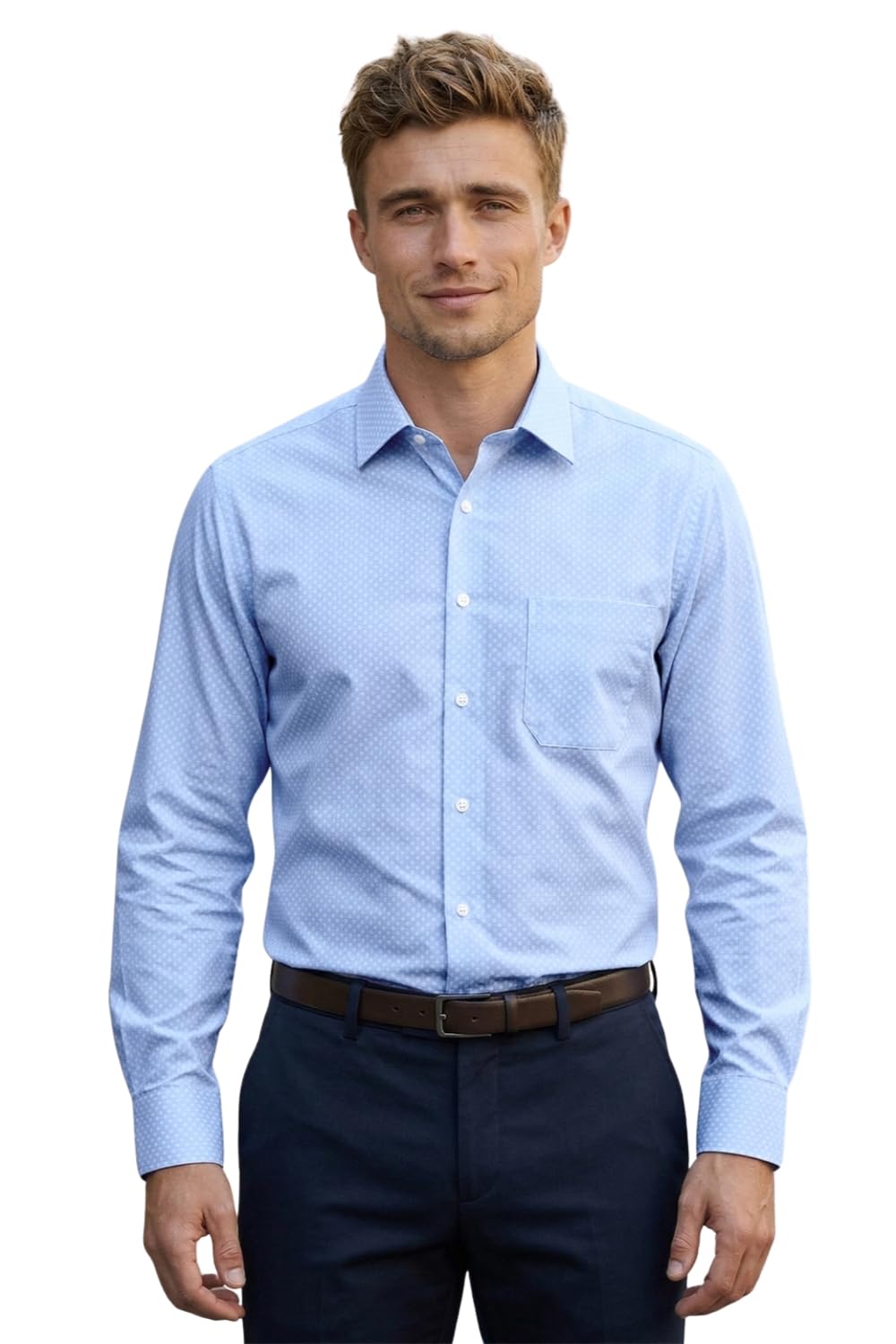 louis philippe Men's Easy to Iron Premium Cotton Wrinkle Resistant Slim fit Textured Formal Shirt-picture-31