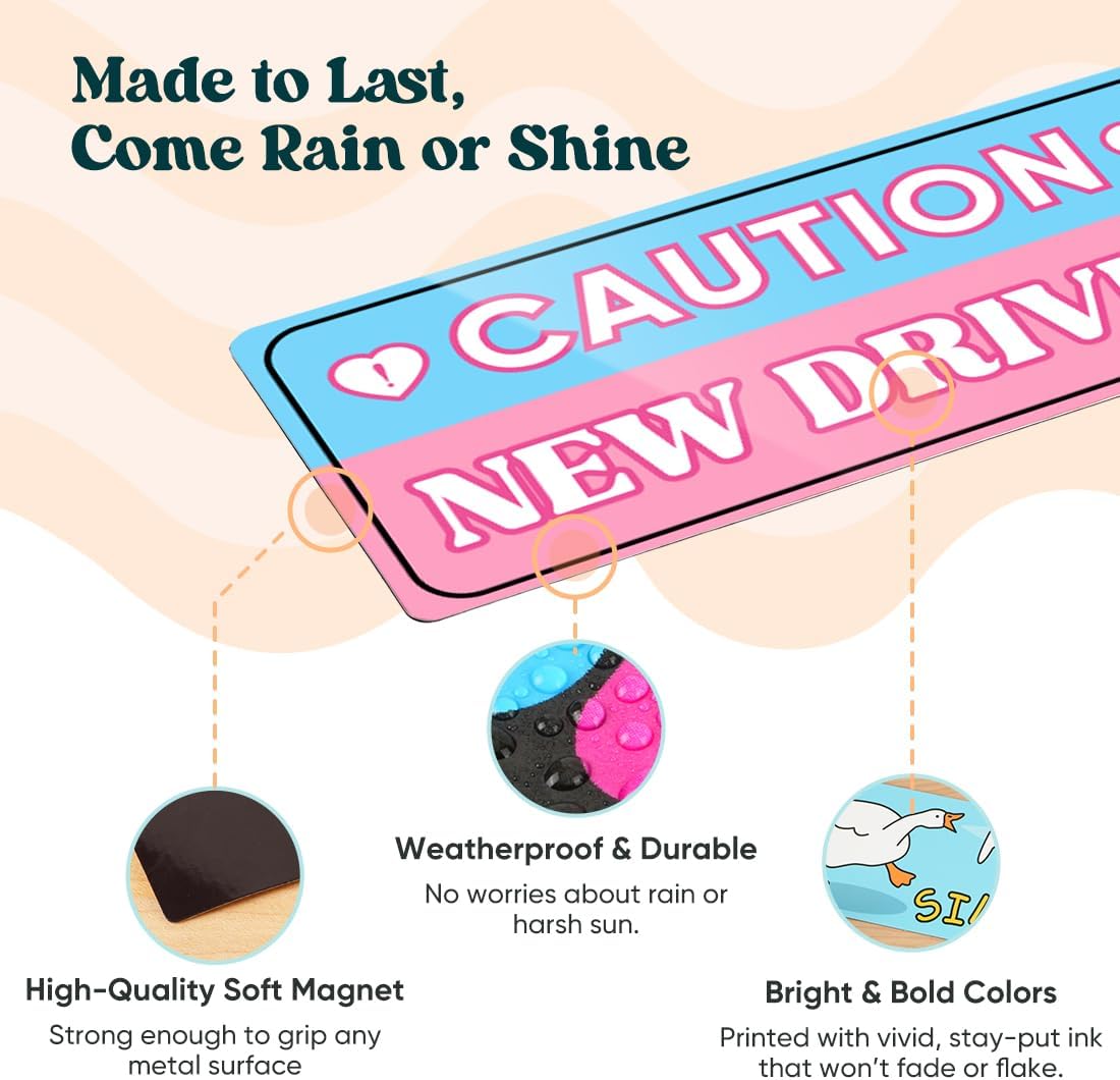 4Pcs Scared Hamster New Driver Magnet for Car, Funny Hamster Student Driver Magnet Car Stickers for Beginners, Reusable Safety Rookie Attention Sign - Image 3