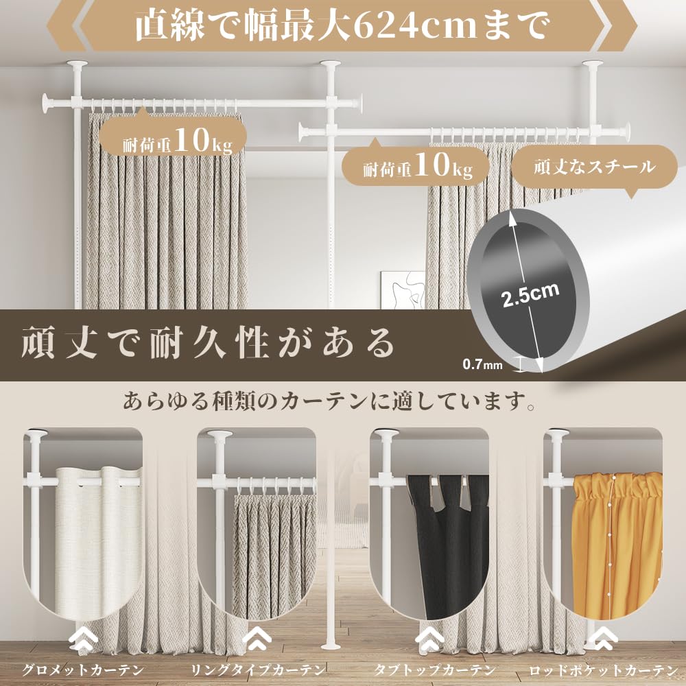 Amazon.co.jp: SMONTER 突っ張り式パーテーション 部屋の間仕切