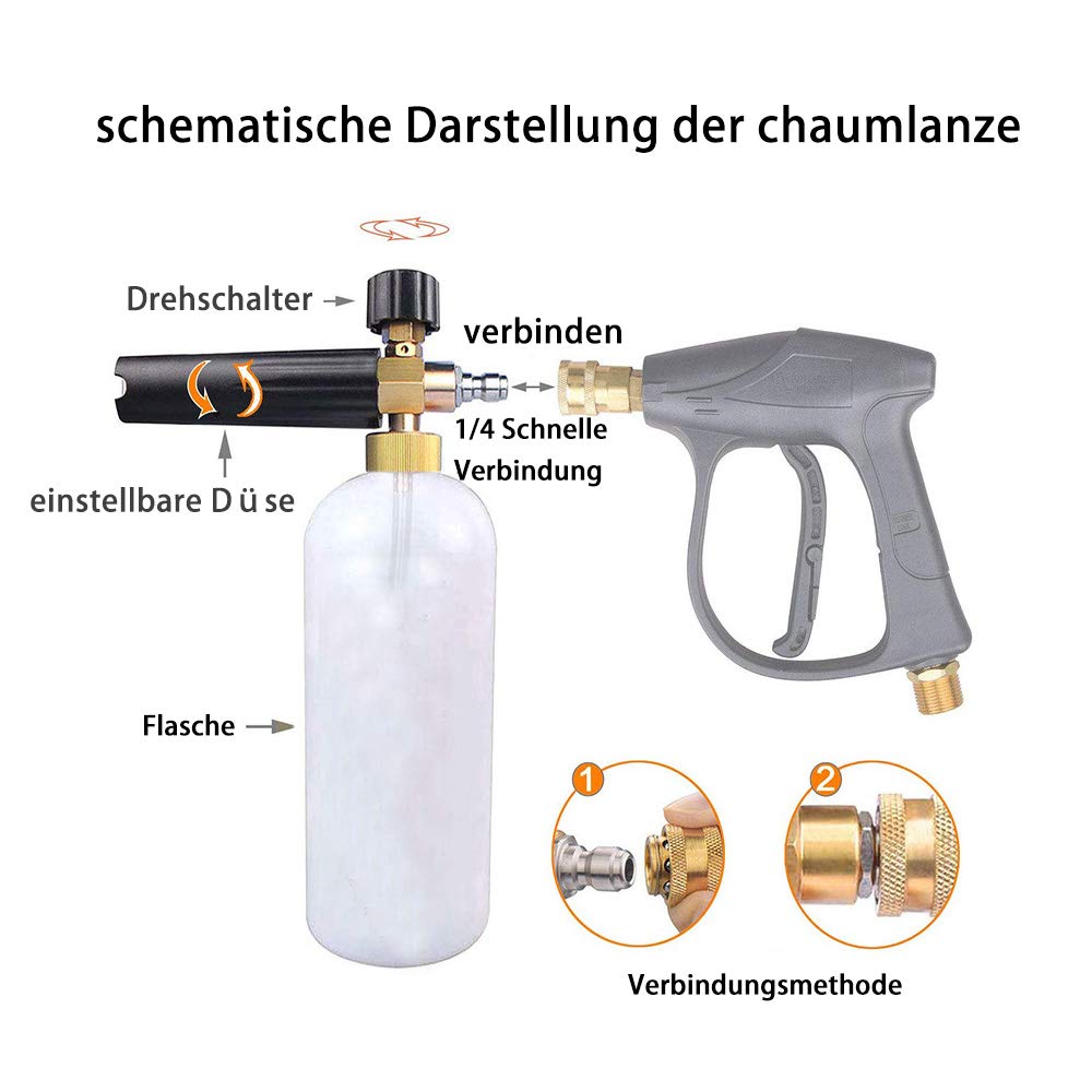 Sleekax Schneeschaumlanze 1 Liter – Schaumkanone Für Hochdruckreiniger Zum Auto Waschen