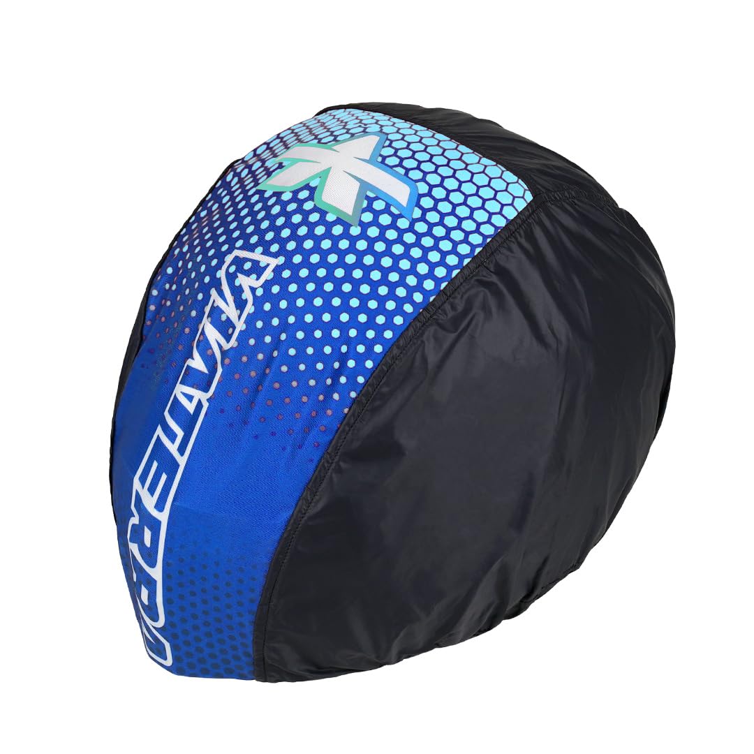 ViaTerra Stash Helmet Bag - Lightweight, Foldable Cover with Elastic Stretch Panel | Fits All Motorcycle Helmets for Easy Storage (Blue)-image-48