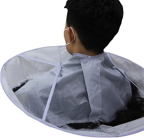 Miniatura 6 de Capa profesional de corte de cabello, diseño de paraguas, tamaño ajustable, fácil de limpiar, material de nailon para adultos y niños, Gris