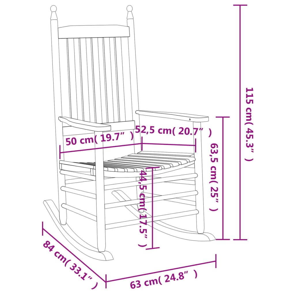 2 STK. Graue Schaukelstühle aus massivem Pappelholz mit gebogener Sitzfläche und Armlehnen, hohe Rückenlehne für bequemes Sitzen, ideal für Garten, Terrasse und Balkon, belastbar