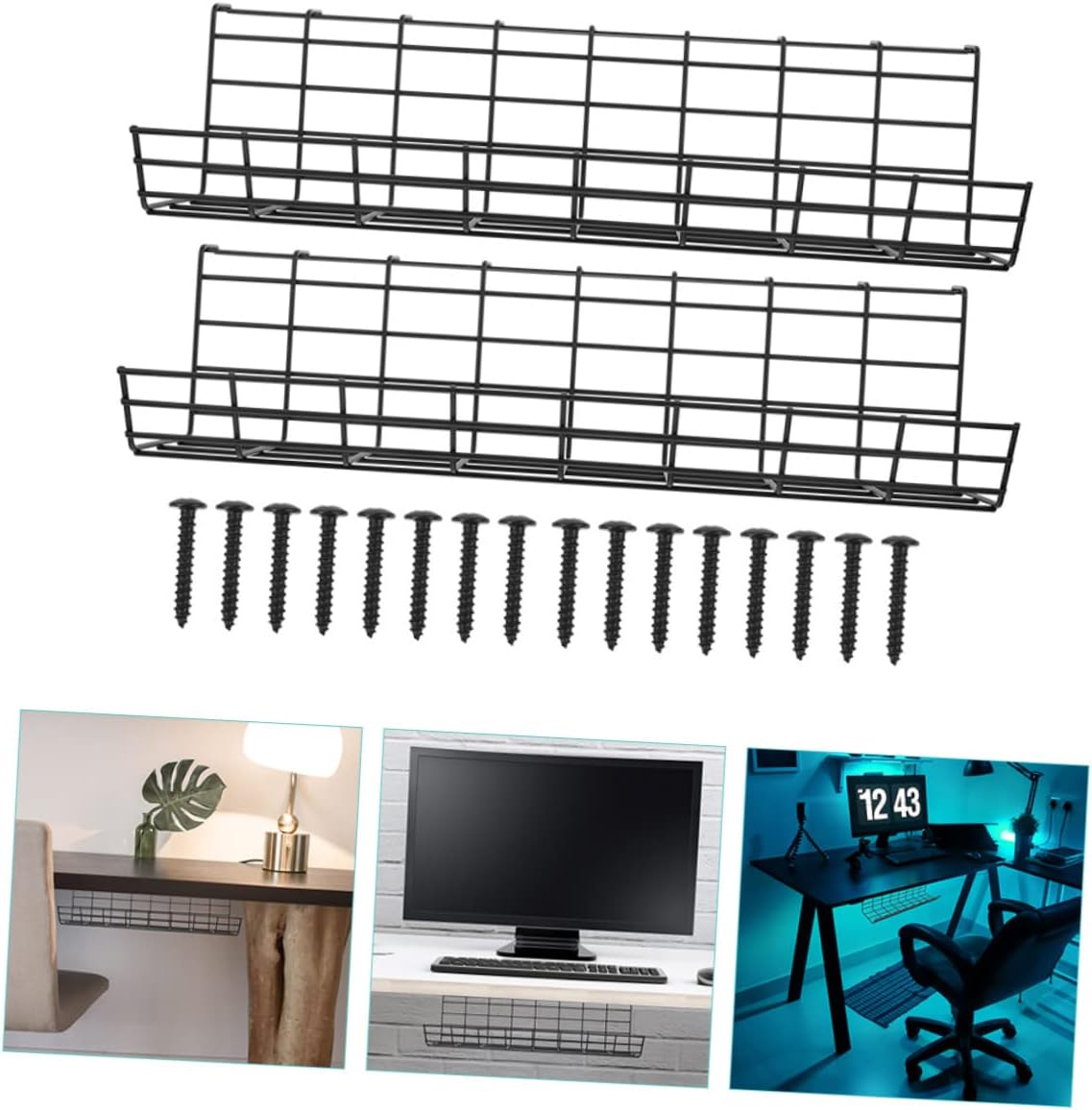 UPKOCH 2pcs Desk Tray Wire Organizer for Efficient Cord Storage Design for Office Installation Tidy Workspace