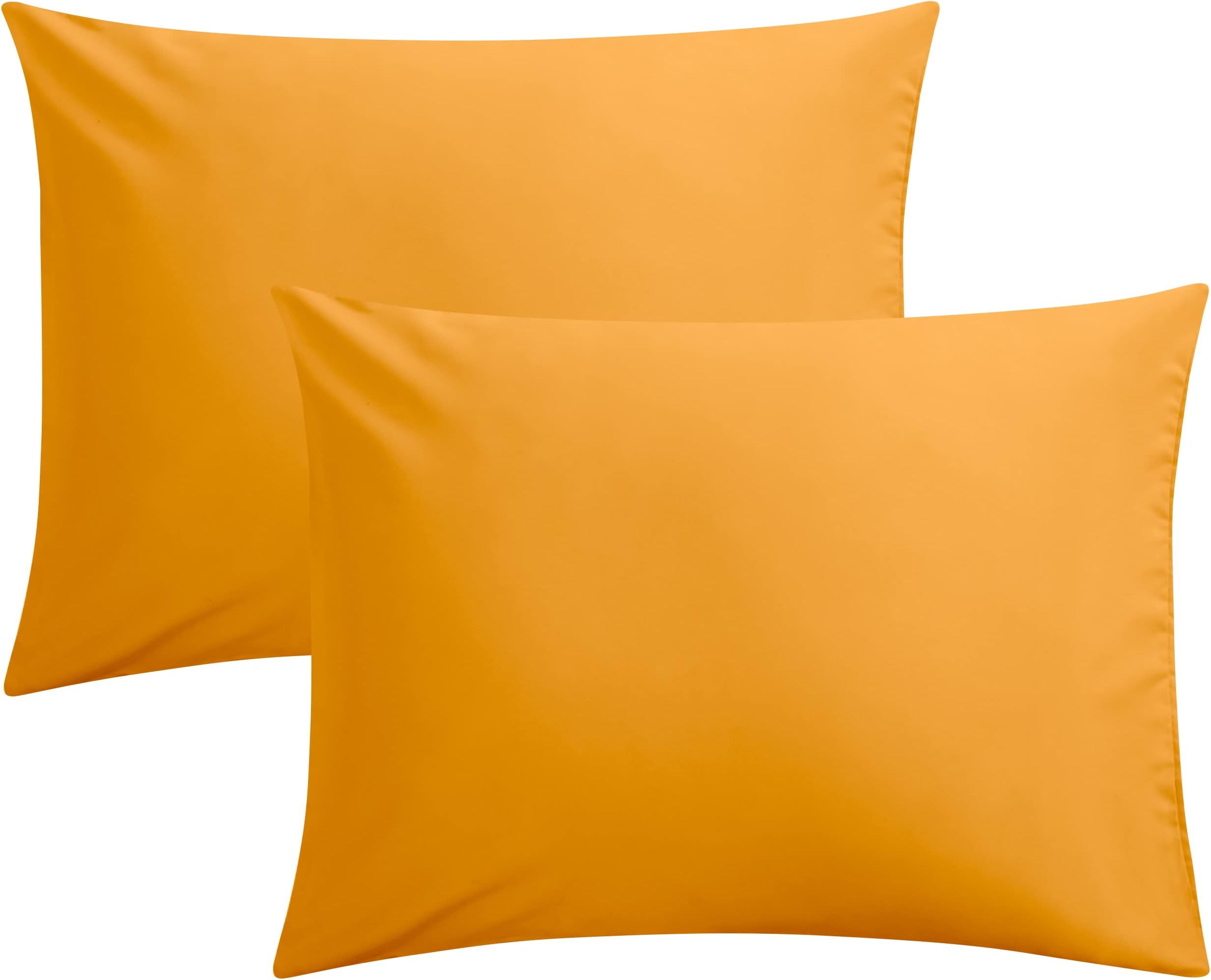 FLXXIEMicrofiber Pillow Cases Standard Size, Soft Pillowcases with Envelope Closure, Wrinkle, Stain Resistant Pillow Covers, 20x26, Ginger Yellow