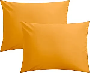 FLXXIE Microfiber Pillow Cases Standard Size, Soft Pillowcases with Envelope Closure, Wrinkle, Stain Resistant Pillow Covers, 20x26, Ginger Yellow