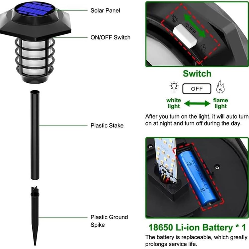 AoLa Solarlampen für Außen, 48 LED Solar Gartenfackeln Flammenlicht Fackel mit Realistischer Flammeneffekt IP65 Wasserdicht Solarleuchten für Garten Hof Balkon Auffahrt Weg Gartenbeleuchtung,4 Stück