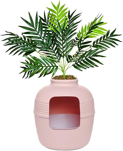 Miniatura 49 de Good Pet Stuff Caja de arena oculta para gatos con planta artificial, maceta cuadrada decorativa para patio, control de olores con filtro de carbón