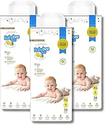 Kit Fraldas Premium Baby Bee Free, Dermoprotetora, Bebê pele sensível, 12h de Absorção, Proteção Dermatológica (XG (11KG- 16KG))
