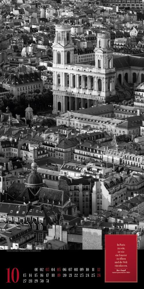 Paris, je t'aime Kalender 2025, Wandkalender in Schwarz-Weiß im Hochformat (33x66 cm) - Städtekalender / Literaturkalender mit Zitaten