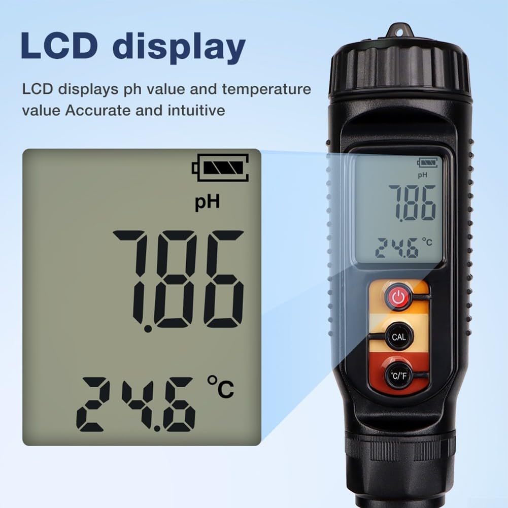 Medidor de pH para masa, suelo y agua, termómetro de medición rápida preciso con pantalla LCD