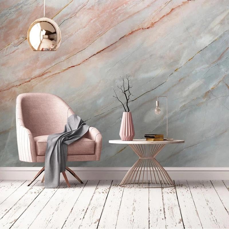 Papier peint 3D marbre pour masquer les défauts du mur de salon