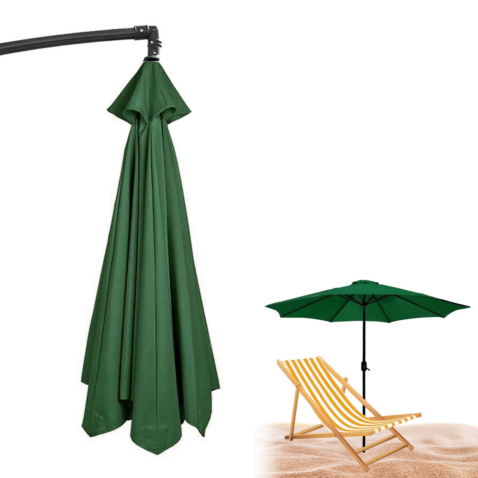 Pink Palm 6.5ft 7.5ft 8.2ft 8.8ft 9.8ft 11.5ft Umbrella Replacement Parasol Canopy, Replacement Fabric Cloth Cover Fit 6/8 Ribs Offset Hanging Umbrella(Green,8ribs-200cm(6.5ft))