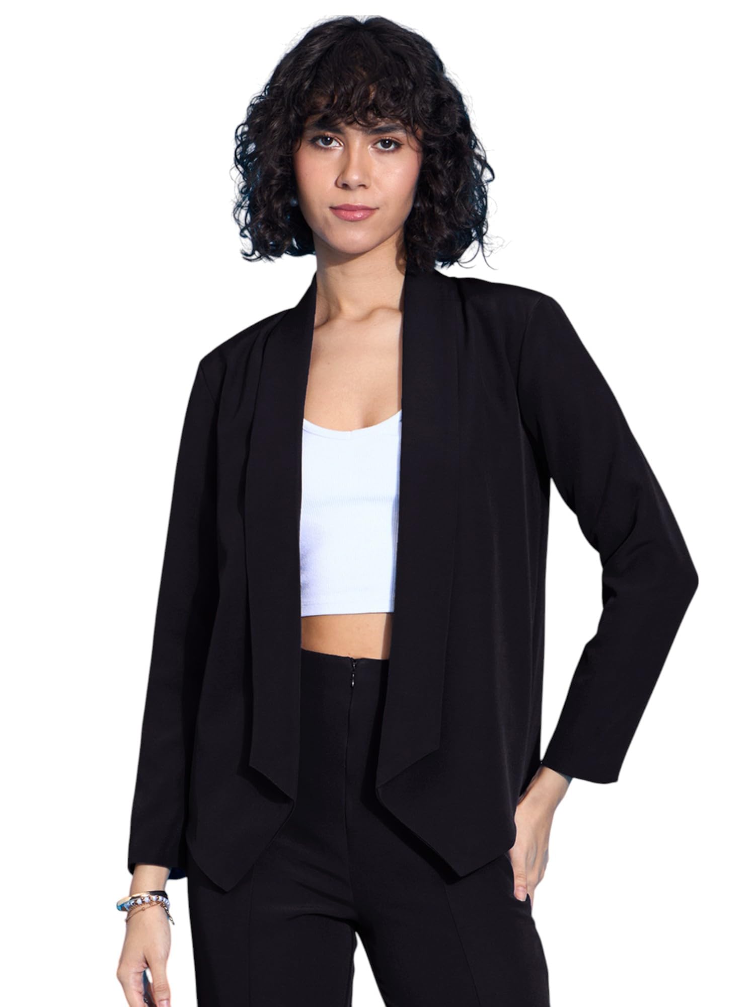 Women Shawl Collar Front Open Blazer