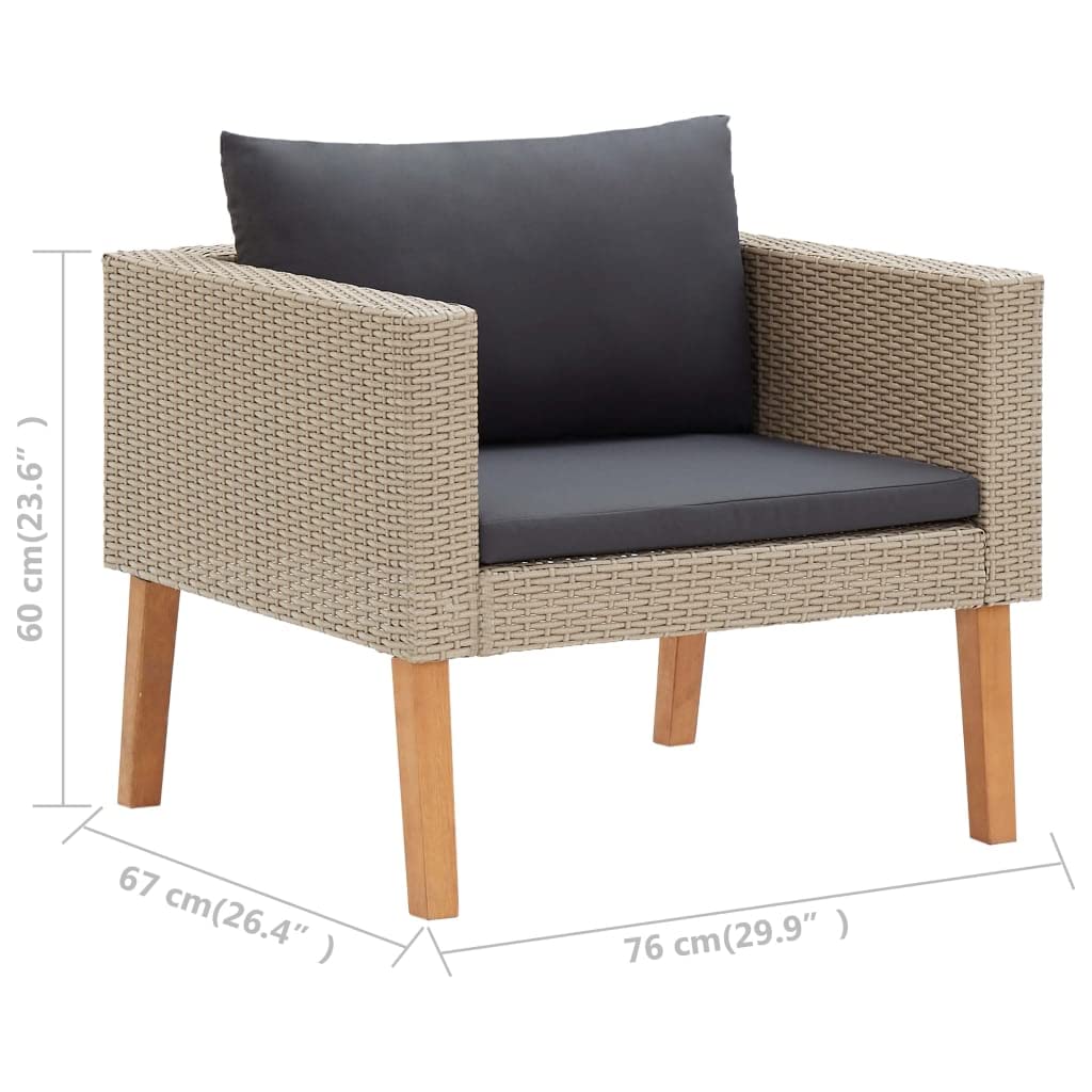 vidaXL Divani da Giardino Set 3pz con Cuscini Arredo Sofà Dormeuse Esterno Divanetti Chaise Longue Poltrone Canapè Salotto in Polyrattan Beige