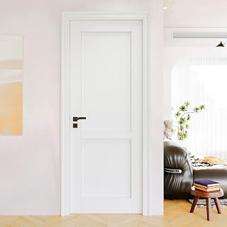 28"x80" CARB P2 Pre-Built Solid Core & Pre-Finished & Paintable Wood Doors, Interior Door for Bedroom, 2-Panel Swing Shaker w/o Frame, Wood Pantry Door, Barn Doors - Amazon product rated Grade A