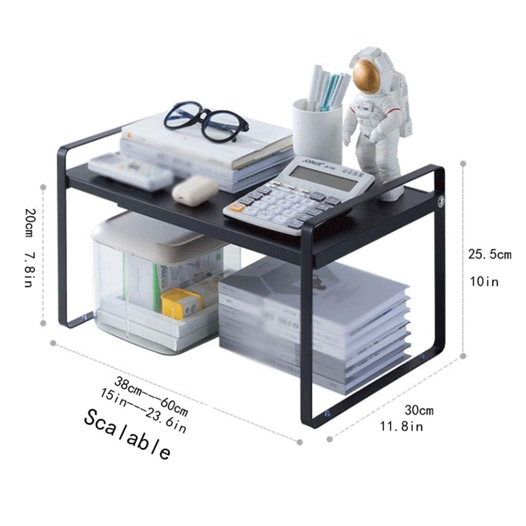 druckerständer Desktop-Drucker-Stand-ausziehbarer Faxgerät-Regal-Metallrahmen-Rand-Bücherregal, für Büro Wohnzimmer Druckerschreibtisch (Schwarz/Weiß) druckerschrank (Color : Black)