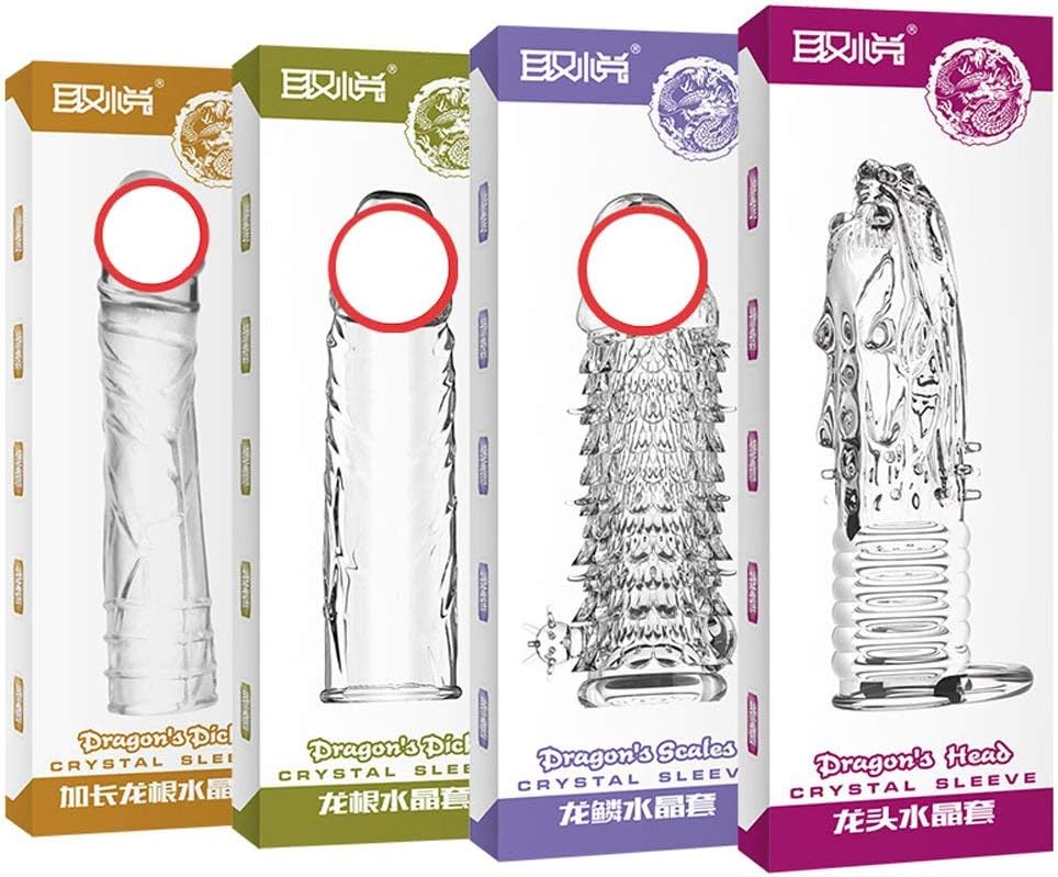 Silicone Spike Con-Dom Reusable Quality Type Permanent Bump Enhance 4 PCS Dragon Series