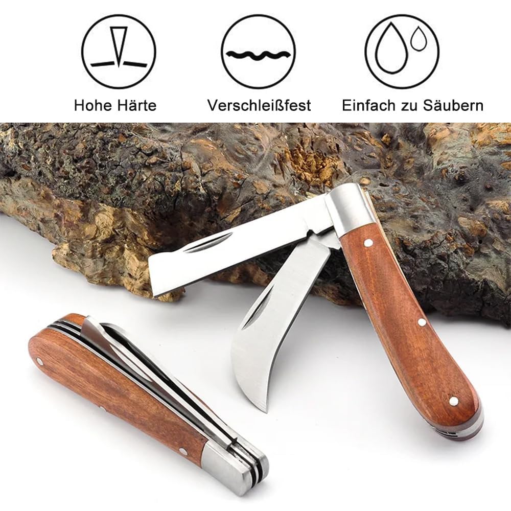 Coltello da Innesto,Coltello Pieghevole per Innest, Coltello Innesto Multifunzionale Doppio Bordo, Acciaio Inossidabile per Germogliare, per Innestare Erbacce, Arbusti e Rami