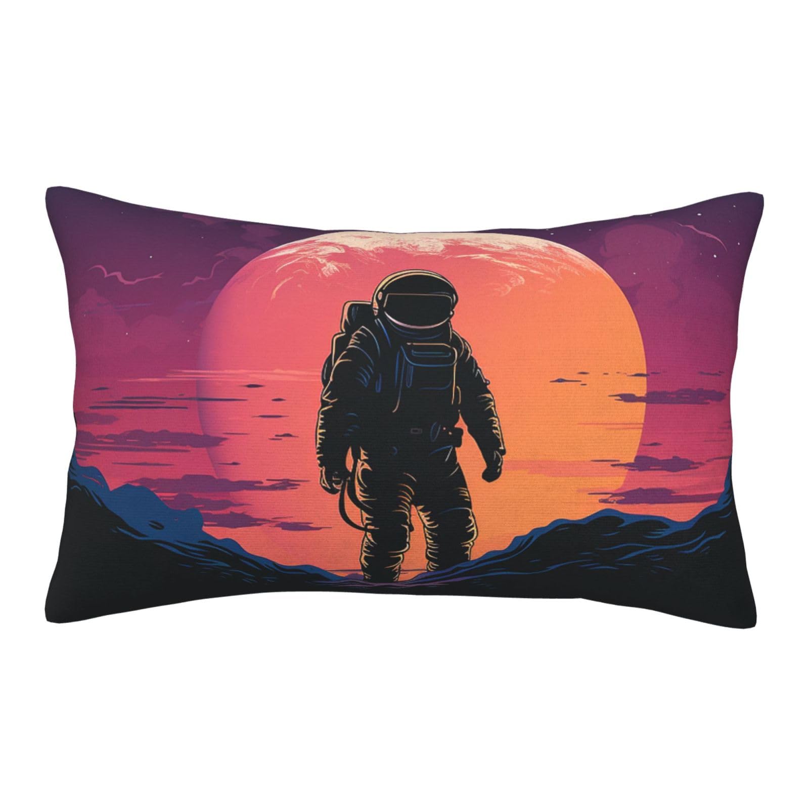 Velvet Pillowcases 14"x20" Ultra Soft Breathable Pillow Cases, Luxury Fuzzy Throw Pillow Covers with Zipper, Cool Astronaut Pillow Shams Decorative Cushion Cases for Couch