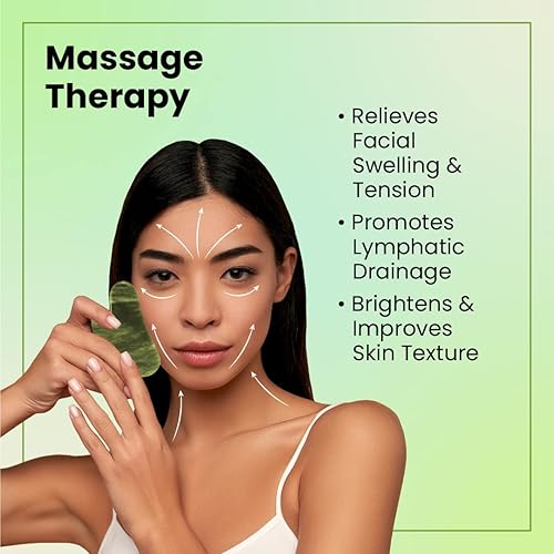 Miniatura 5 de Lindo Jade Gua Sha Duo - Herramienta de masajeador de contorno facial GuaSha, piedra de jade 100% natural, herramienta facial de belleza de calidad,