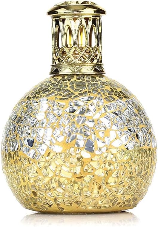 Small Fragrance Lamp | Little Treasure | Hand-Crafted Gold & Silver Mosaic | 30-40 Minute Burn Time | Home Fragrance & Air Purifying Diffuser