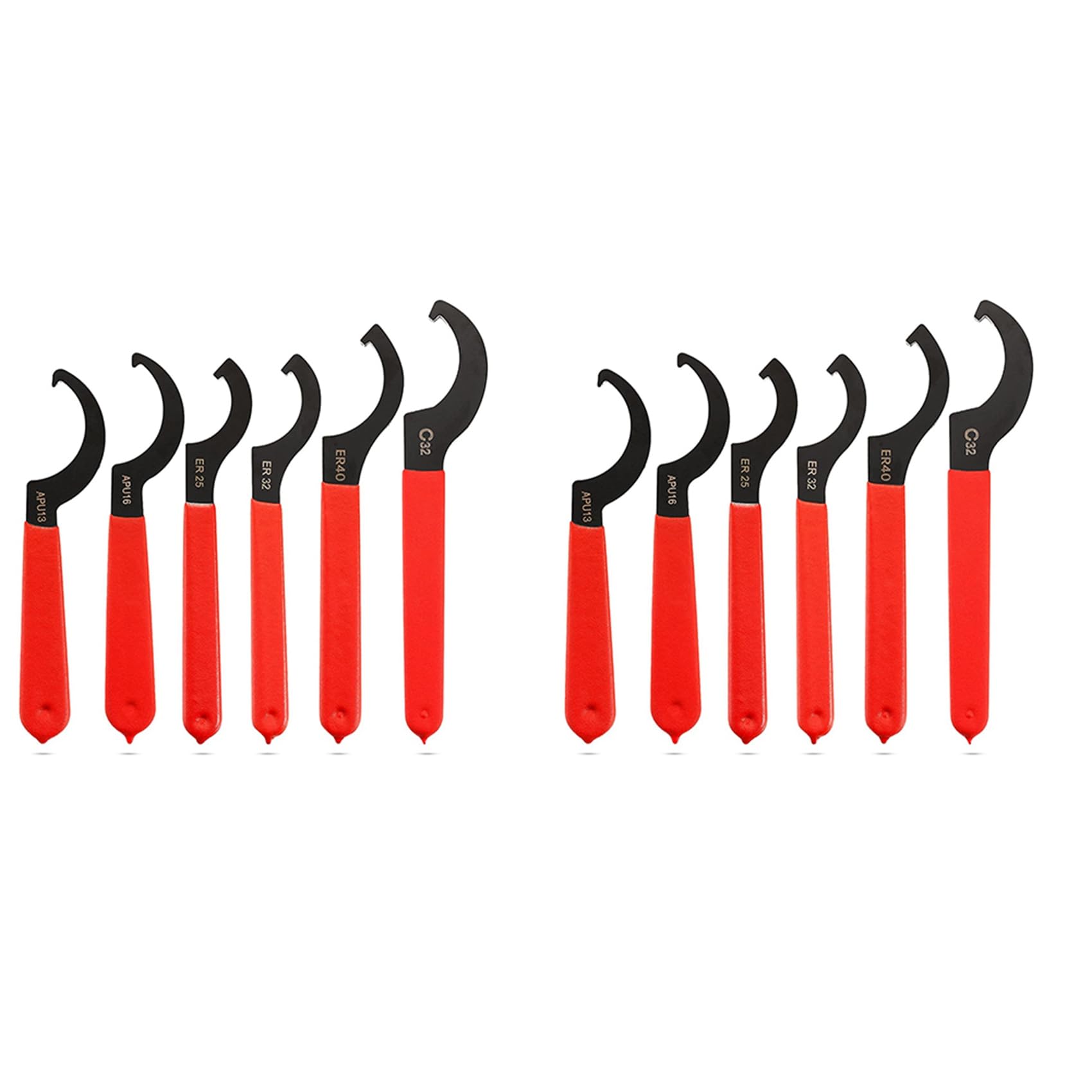 Jnchdghwa Red & Black 12 Pieces Spanner Wrench Set Adjustable Coilover Wrench Spanners Hook Wrenches Tools Coilover Wrench Steel Spanner