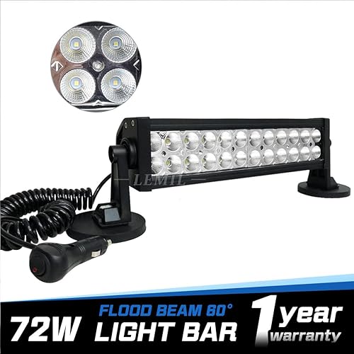 Miniatura 7 de LEMIL Barra de luz LED de 72 W, luz de inundación, luz de trabajo magnética, encendedor de cigarrillos, impermeable, conducción todoterreno con