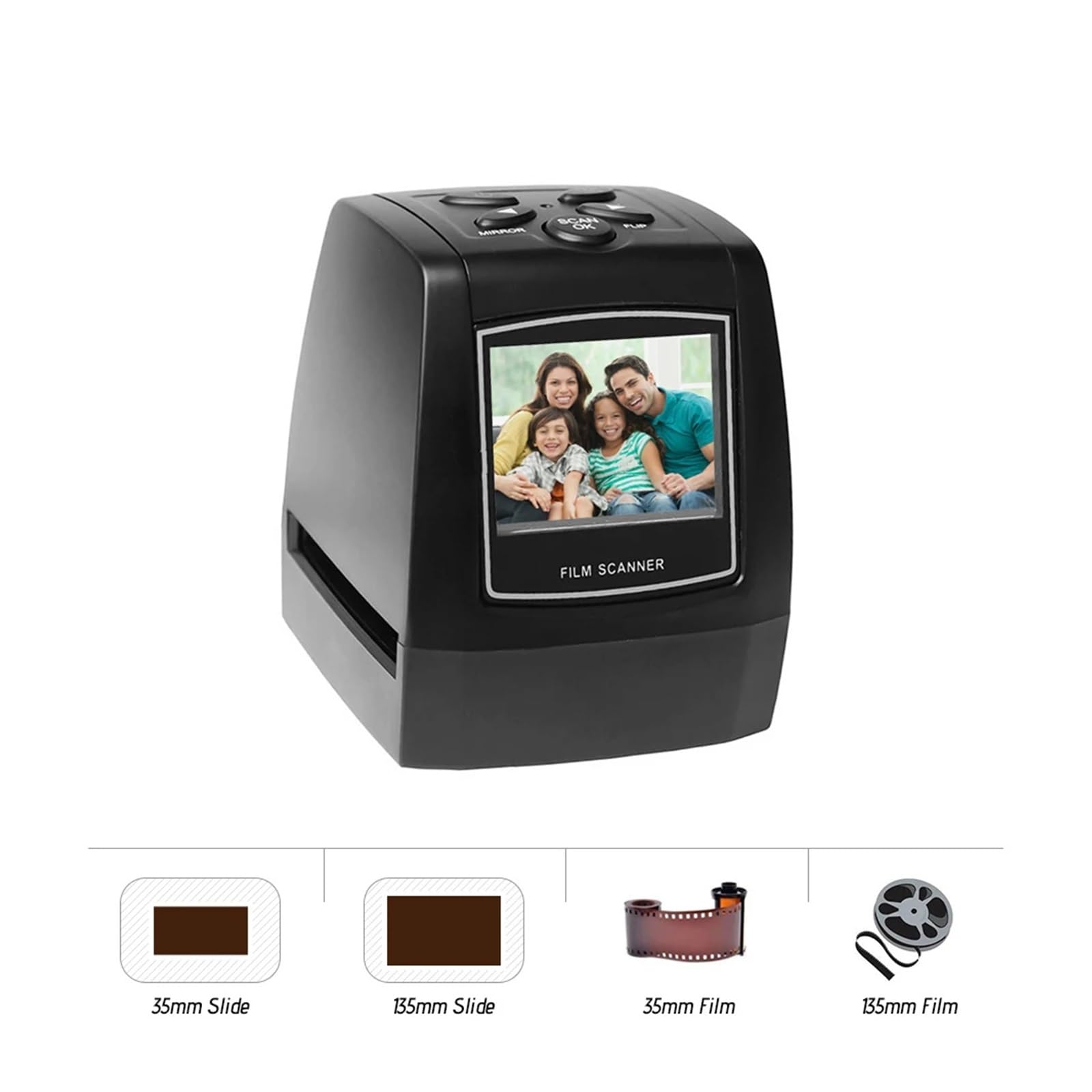 Escáner portátil de Negativos de película, convertidor de Diapositivas de 35/135 mm, Visor de imágenes Digitales con Pantalla LCD de 2,4" y Software de edición Integrado.