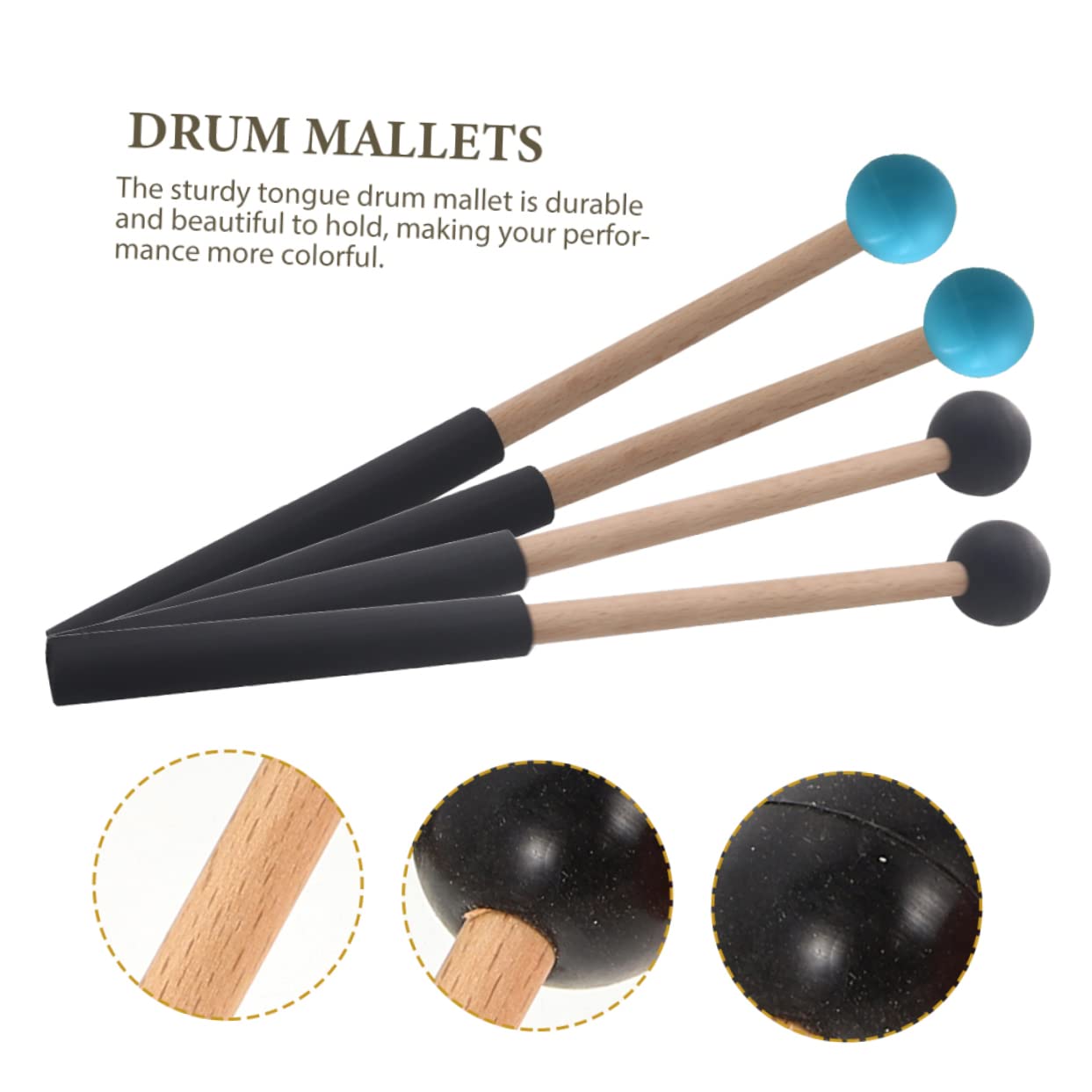 VICASKY 6pares Mallets De Percusión Para Marimba y Lengua De Diseño Ergonómico Cabezales Pulidos Para Instrumentos De Percusión