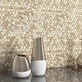 BeNice Peel and Stick Backsplash Kitchen Mosaic Tiles Penny Hexagon Small Metal Stickers(10PCS,Gold Champagne)